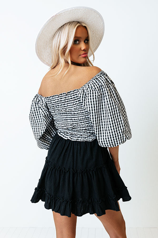 Summer Rhythm Gingham Top in Black