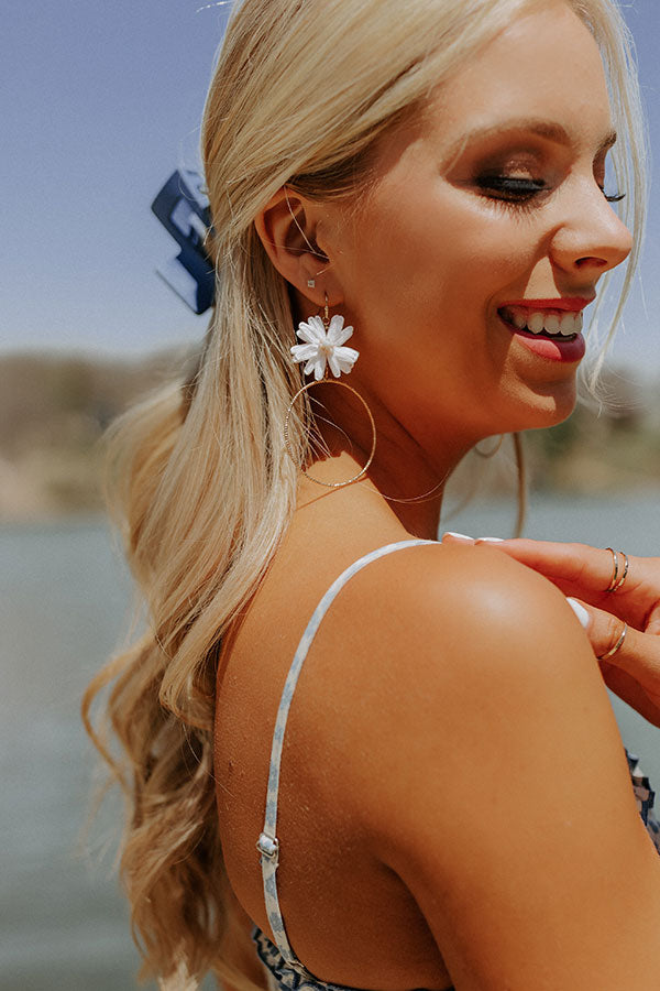 Quick To Smile Hoop Earrings In White