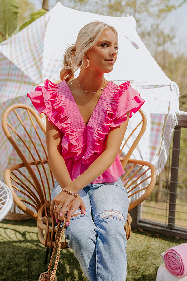 Gorgeous Girly Peplum Top In Pink