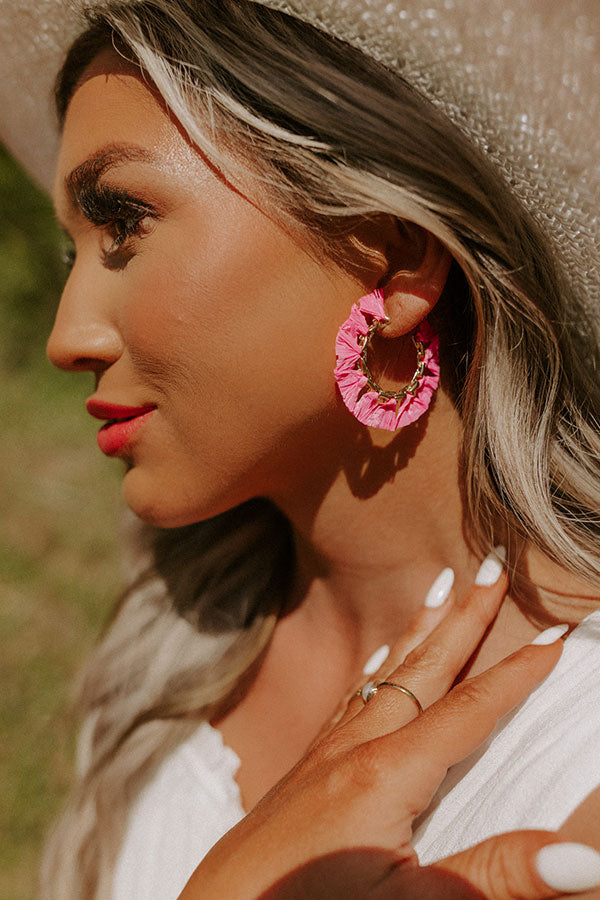 Sweetly Said Hoop Earrings In Hot Pink