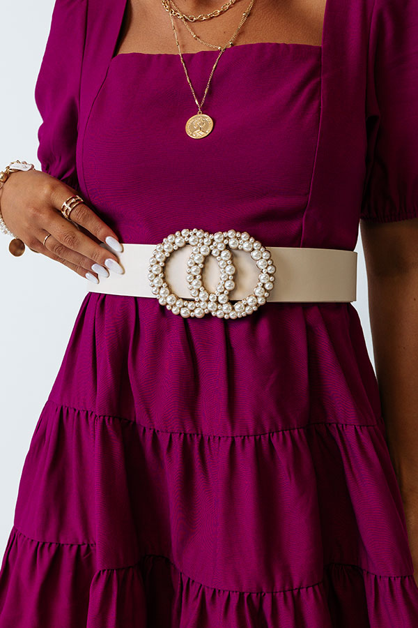 Martini Nights Faux Leather Belt In Ivory