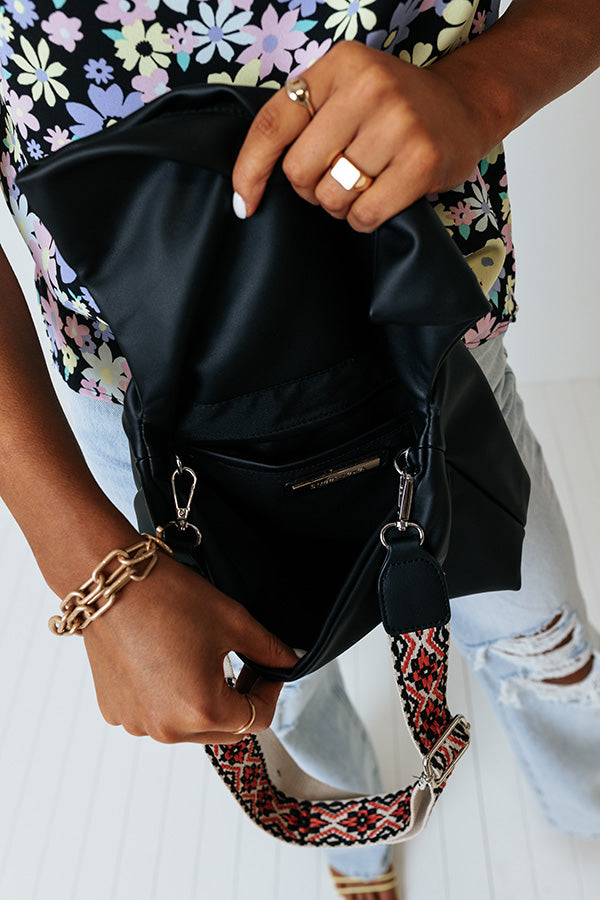 Show You Around Faux Leather Crossbody In Black