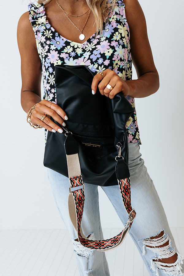 Show You Around Faux Leather Crossbody In Black