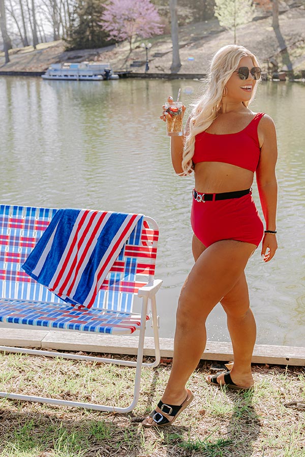 Moon River Bikini Top in Red Curves