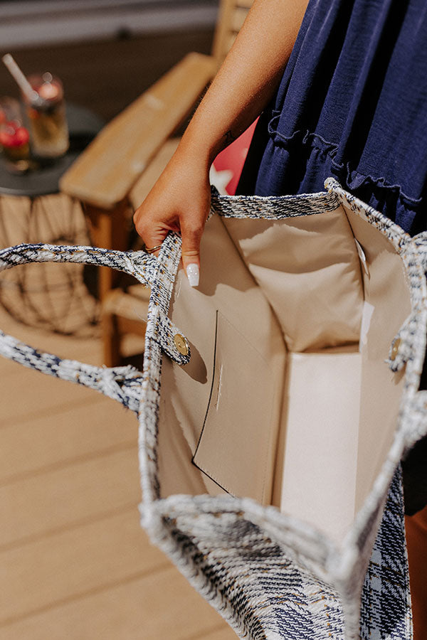 London Estate Tweed Tote In Navy