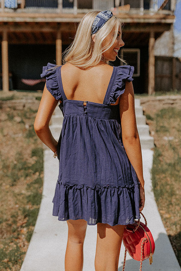 Cue The Sparklers Shift Dress In Navy