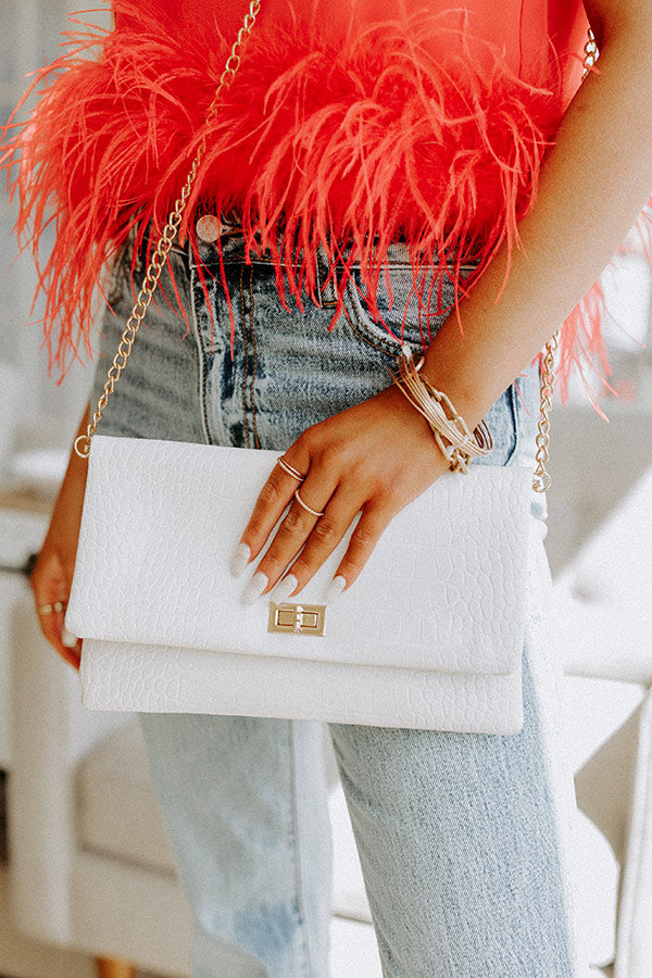 Round Of Mimosas Faux Leather Clutch In White