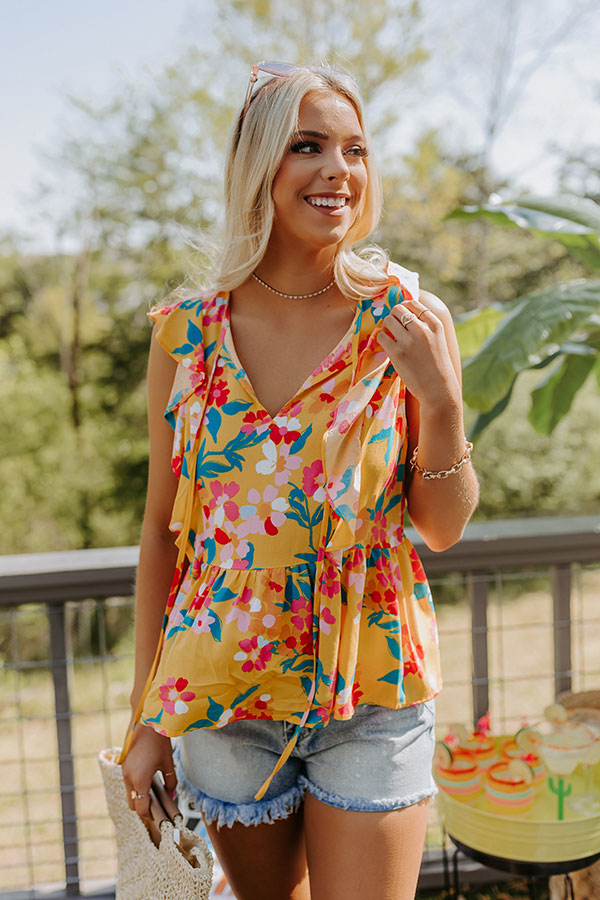 Get The Scoop Floral Ruffle Top