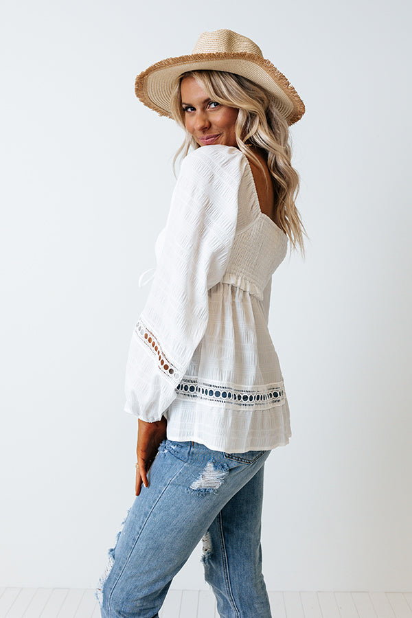Boardwalk Brunch Babydoll Tunic Top in White • Impressions Online Boutique