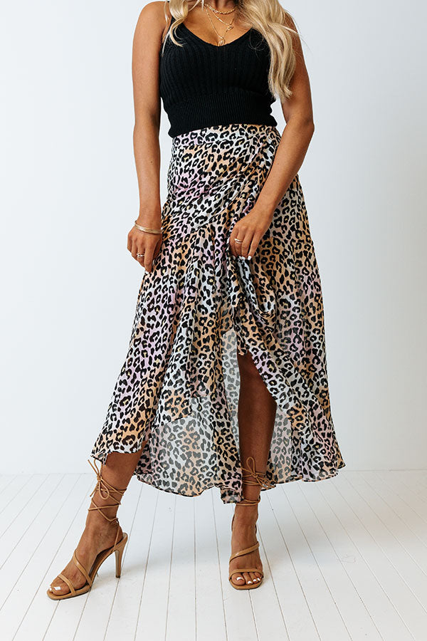 Only Sunshine Leopard Skirt In Peach