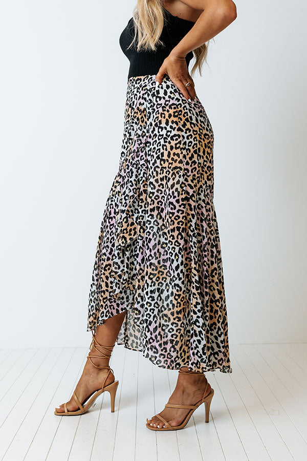 Only Sunshine Leopard Skirt In Peach