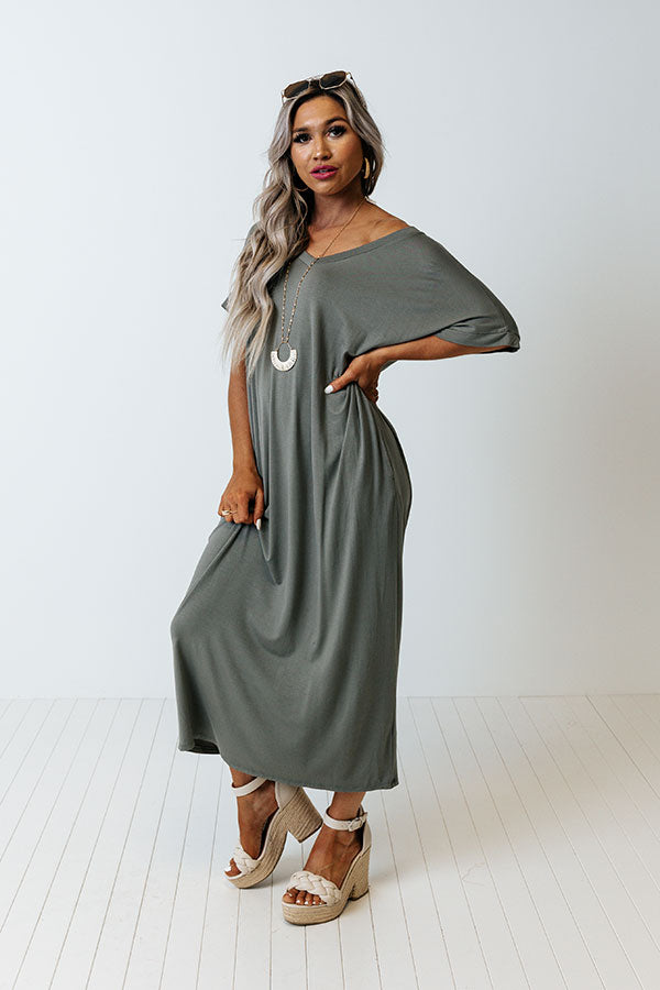 Dallas Layover T-Shirt Midi In Army Green • Impressions Online Boutique