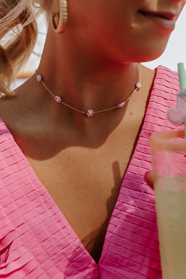Savor The Sunshine Beaded Necklace In Light Pink