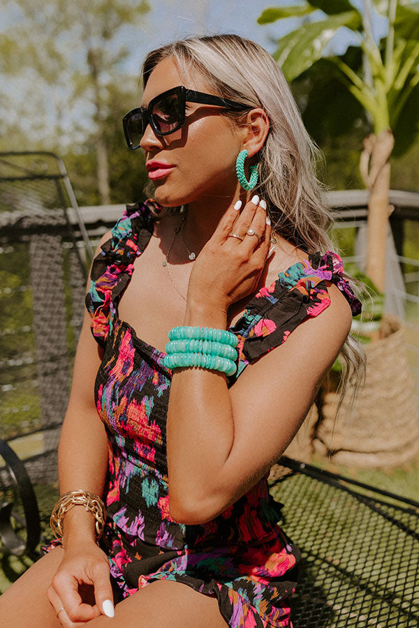 Looking Sassy Hoop Earrings In Turquoise