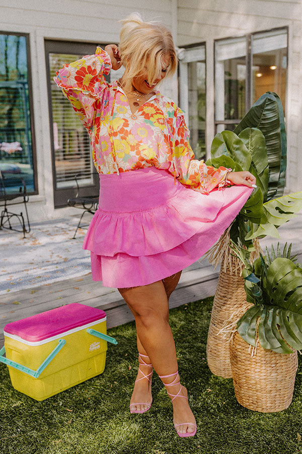 Exchanging Stories Skirt In Pink Curves