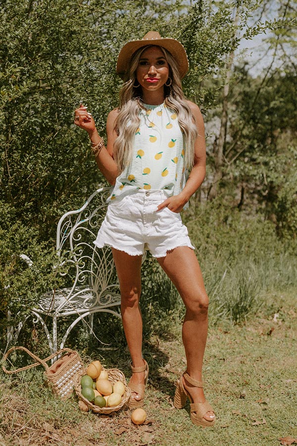 The William High Waist Distressed Shorts In White