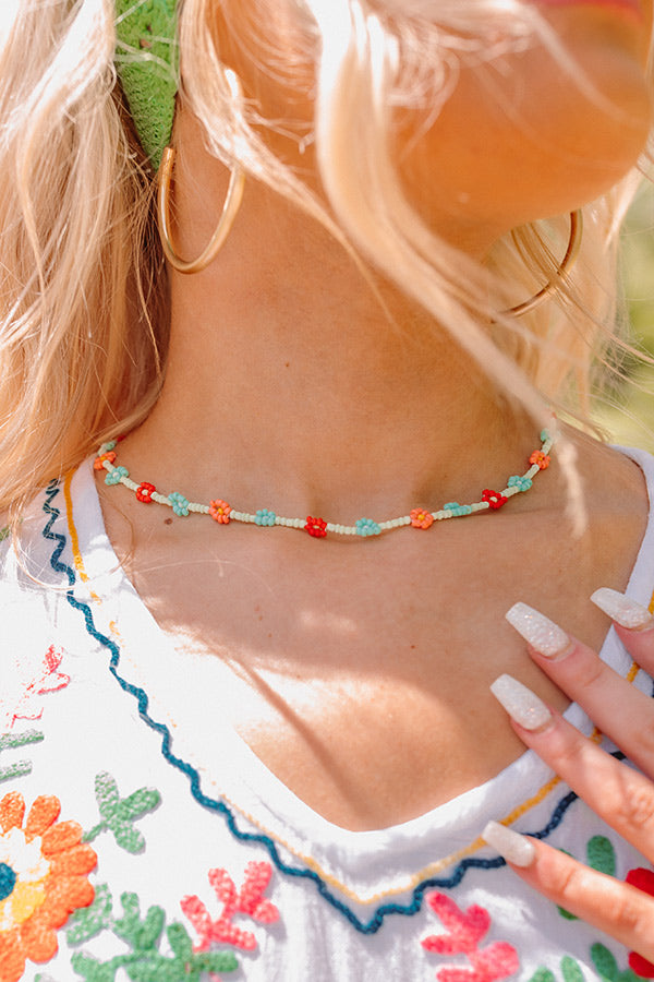 Sunshine Needed Beaded Necklace In Mint