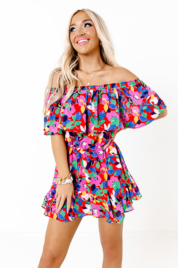 Seas The Moment Floral Romper In Red