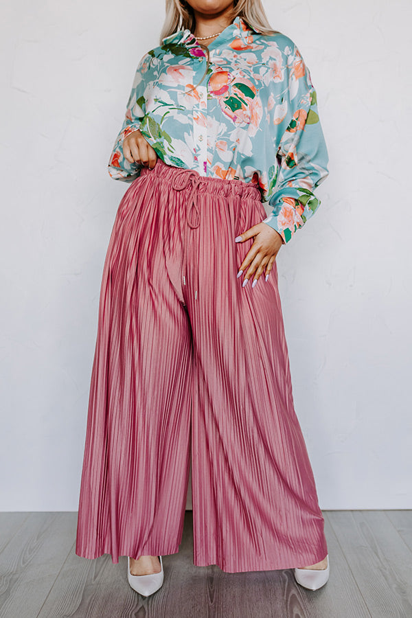 Summer In Malibu Pleated Pants In Dark Blush Curves