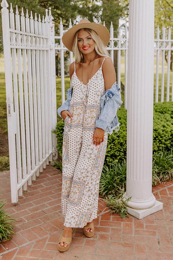 Latte To Go Jumpsuit in White