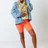 Daily Basis Biker Shorts In Neon Coral Image - 1