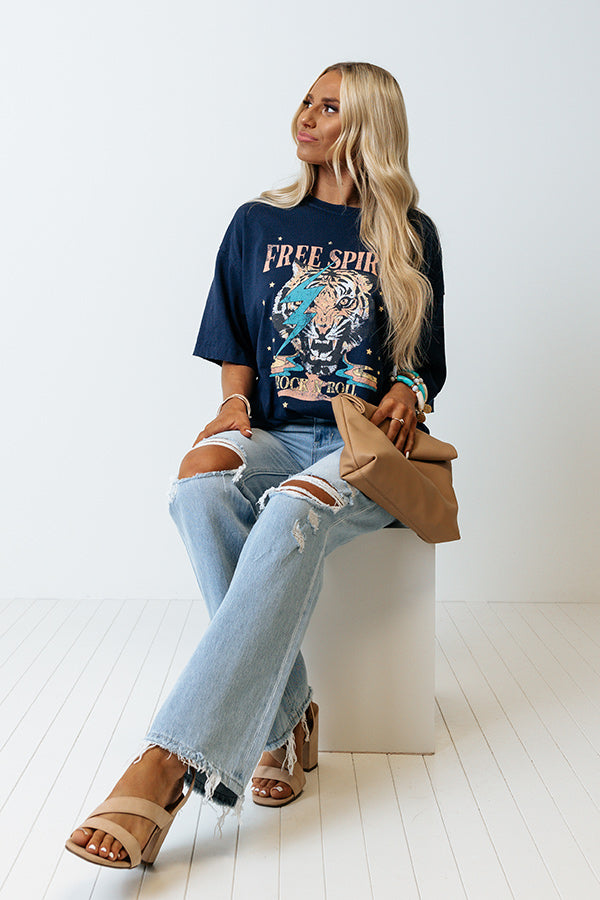Free Spirit Vintage Graphic Oversized Tee Image - 1
