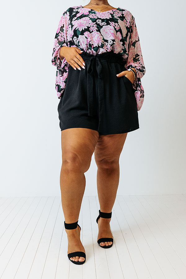 Staying In Capri High Waist Shorts In Black Curves