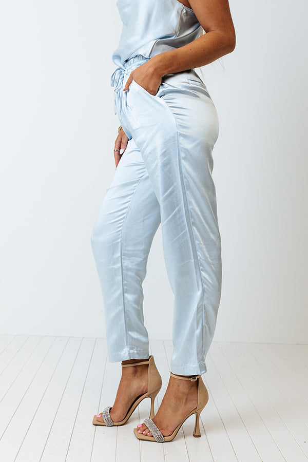 Go To Glam Satin Pants In Sky Blue