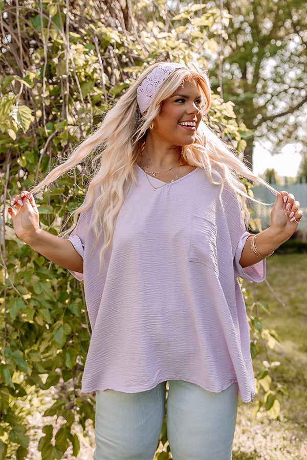 L.A. Lifestyle Shift Top In Light Lavender Curves