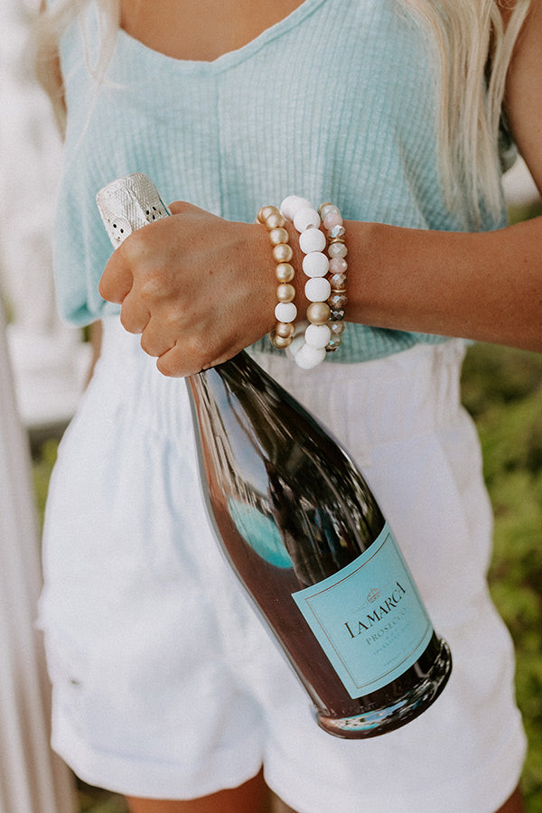 Vibe Check Bracelet Set In White