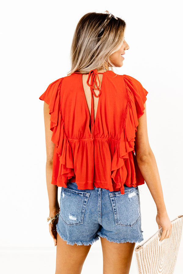 Believe The Dream Peplum Top In Scarlet