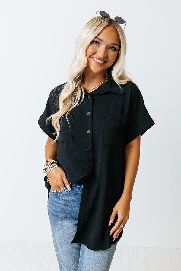Cooler Waters Button Up Top In Black