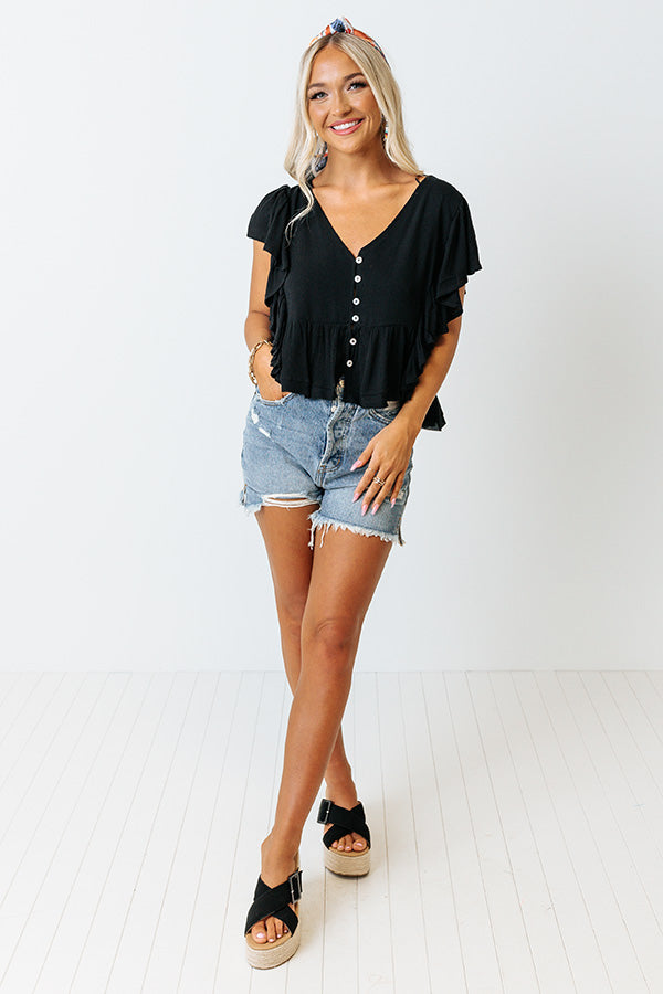 Believe The Dream Peplum Top In Black