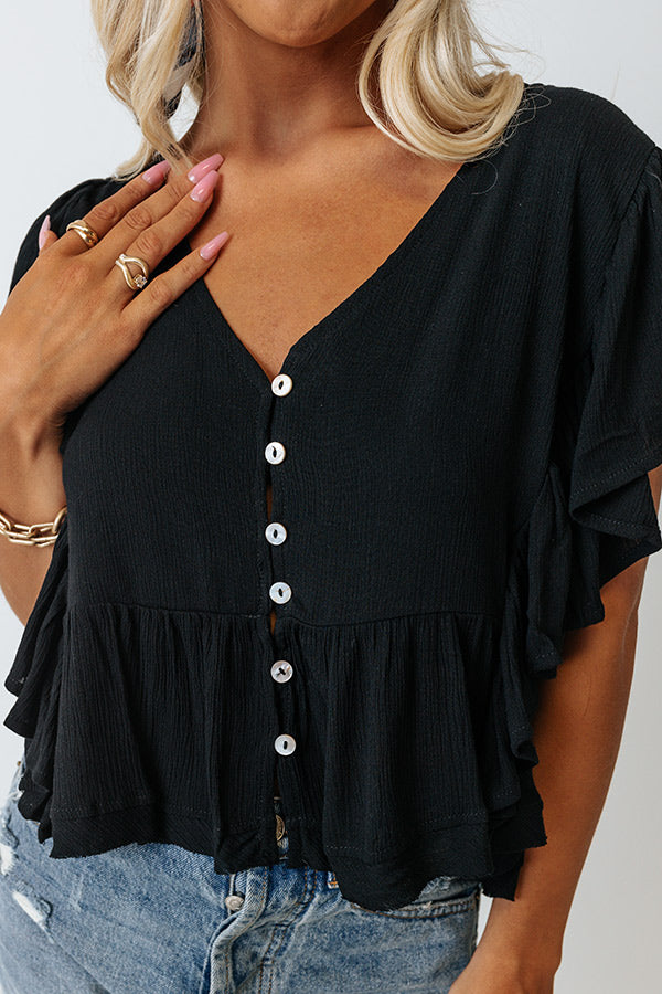 Believe The Dream Peplum Top In Black