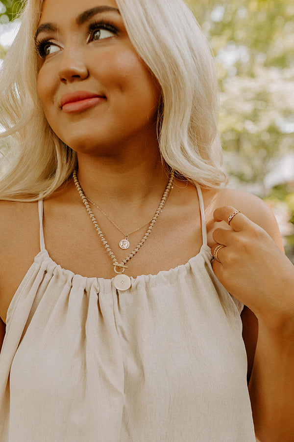 Intense Love Layered Necklace In Warm Taupe