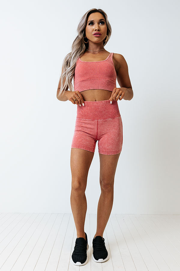 Doing The Most High Waist Biker Shorts in Rose