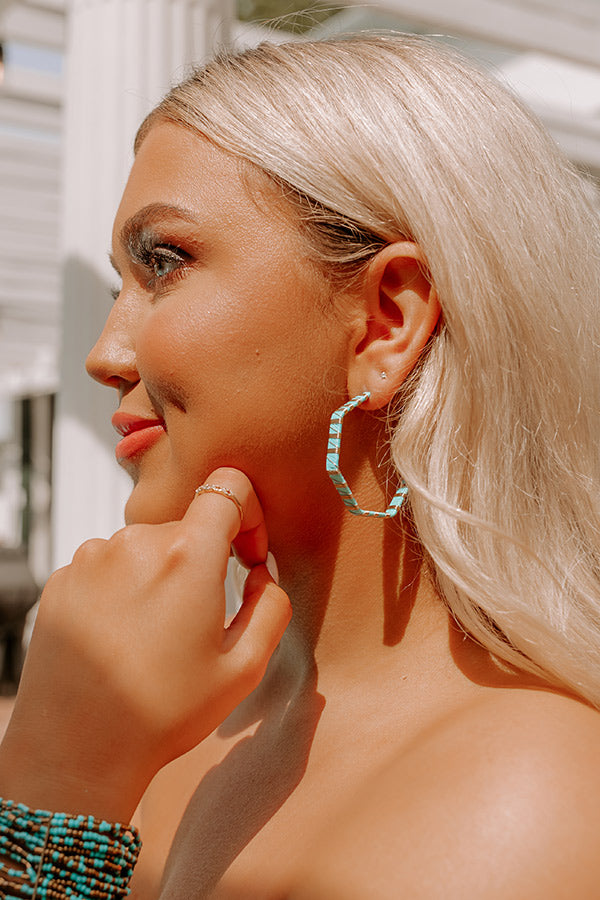Be My Muse Hoop Earrings In Aqua