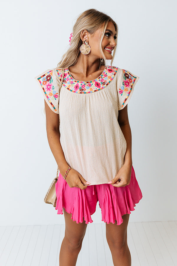 Off Into The Sunset Embroidered Shift Top