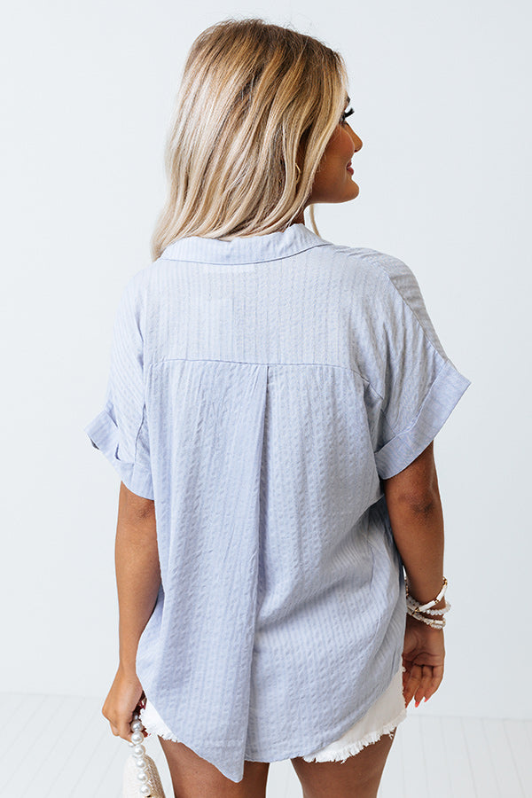 Sunny Pier Button Up Top In Sky Blue