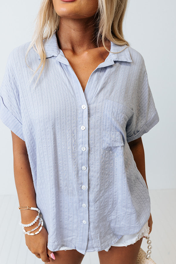 Sunny Pier Button Up Top In Sky Blue