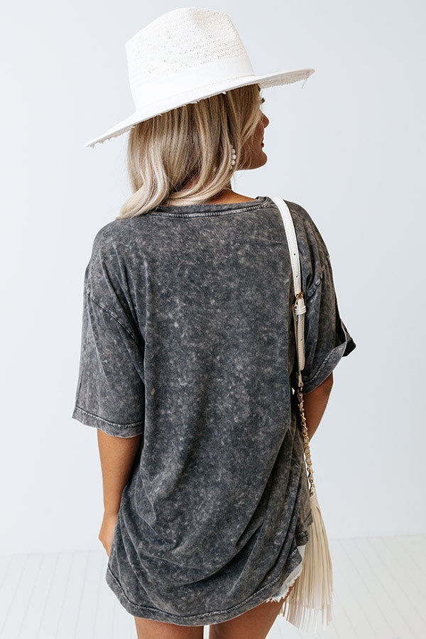 Blame It On My Roots Mineral Wash Graphic Tee in Vintage Black Image - 1
