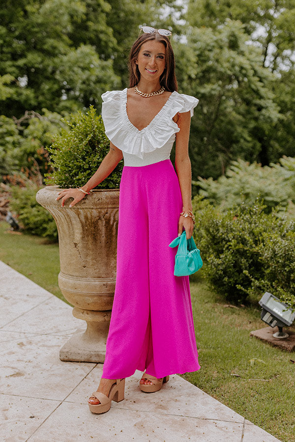 Witty Remark High Waist Flare In Hot Pink