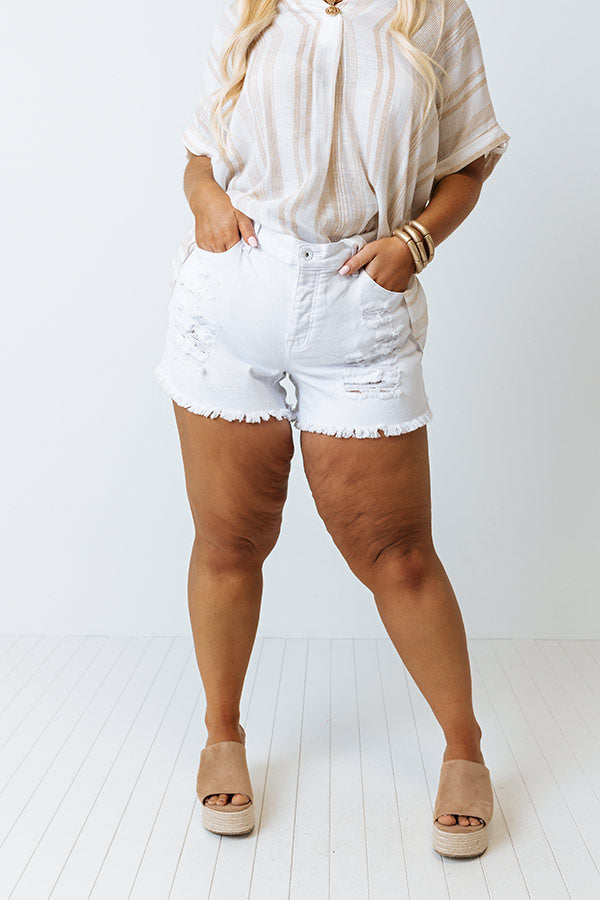 The Mardi High Waist Distressed Shorts Curves   