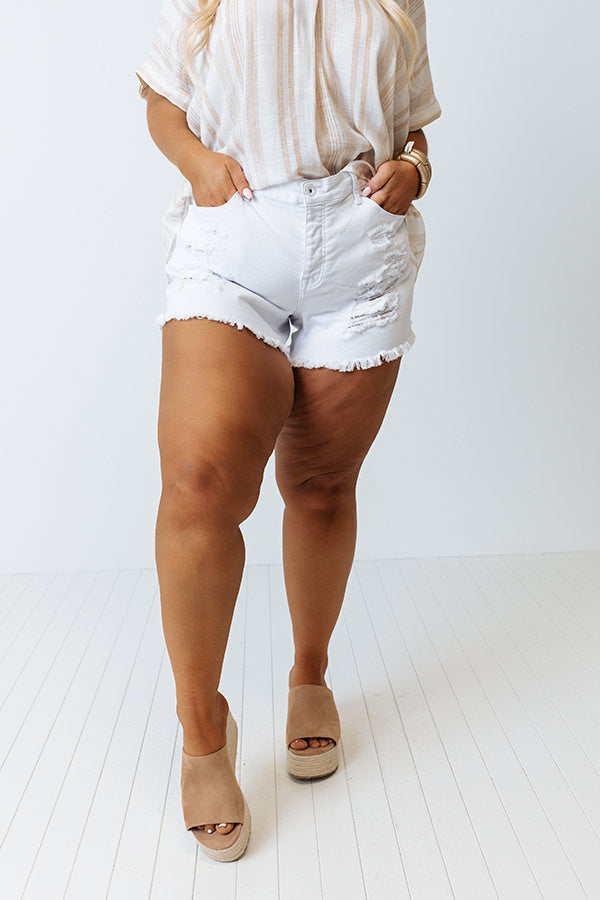 The Mardi High Waist Distressed Shorts Curves   