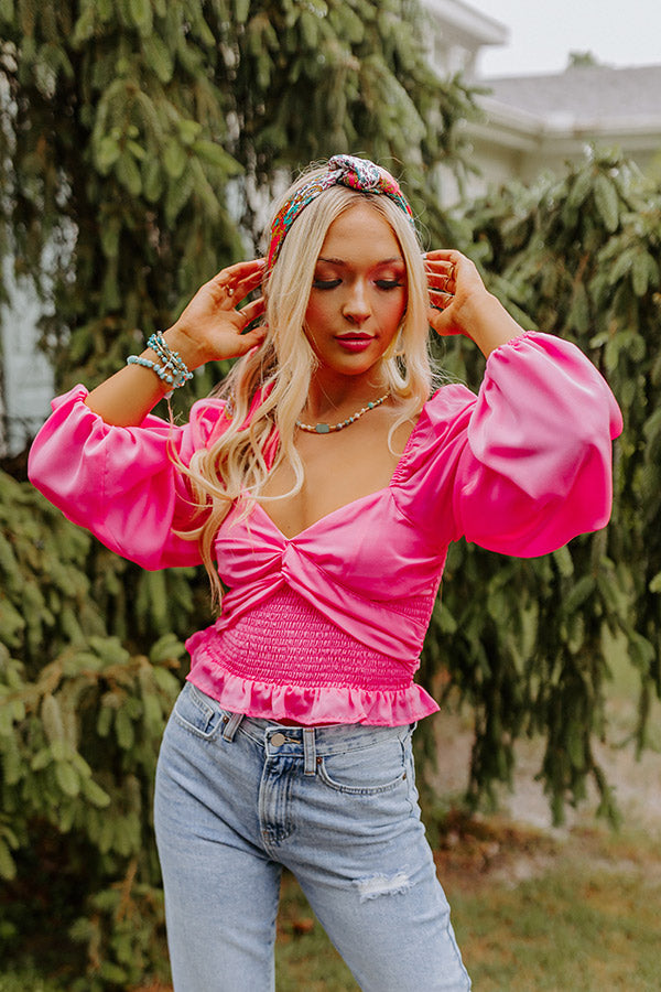 Showered In Love Crop Top In Pink