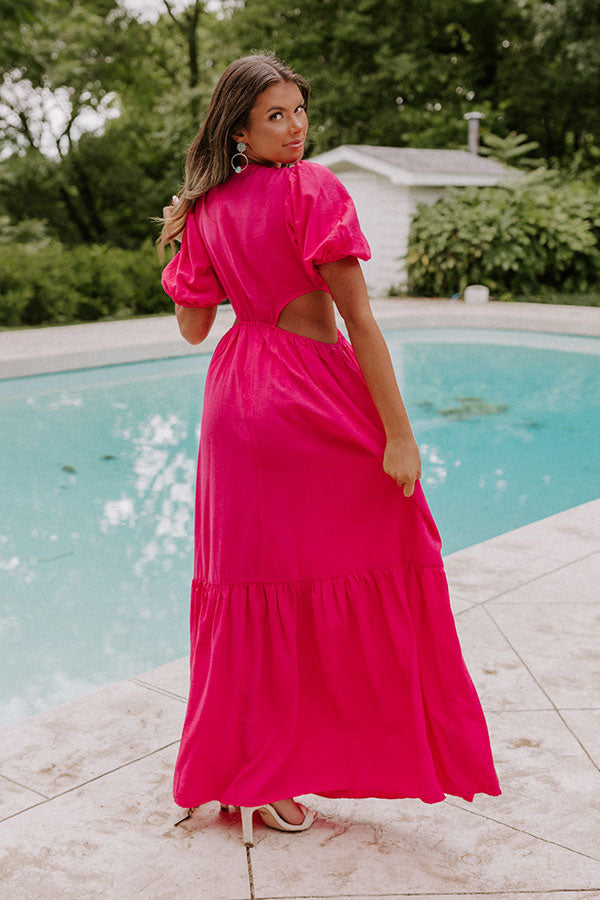 hot pink cut out maxi dress Hot Pink Cut-Out Maxi Dress