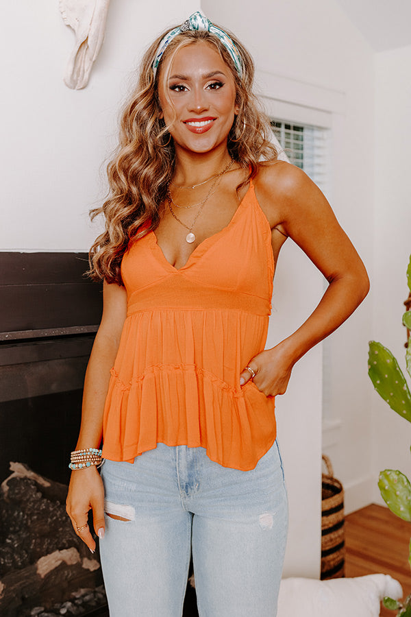 Beach Glow Babydoll Top in Orange