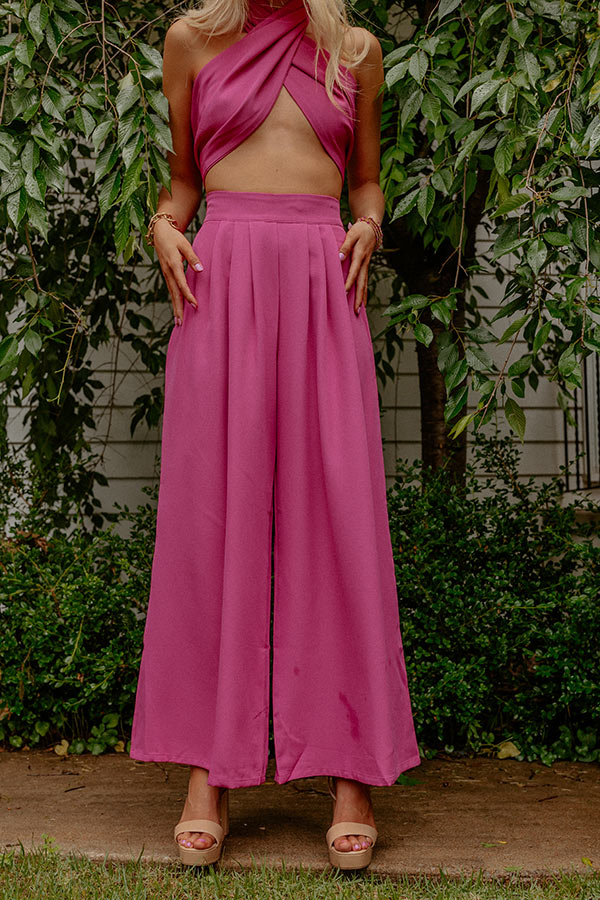 Nearly Famous High Waist Pants In Fuchsia