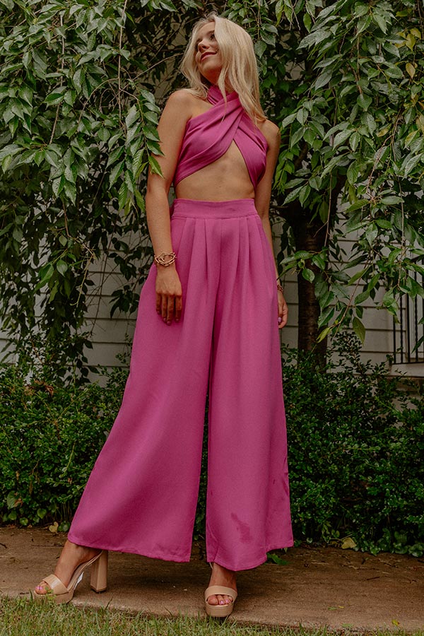 Nearly Famous High Waist Pants In Fuchsia