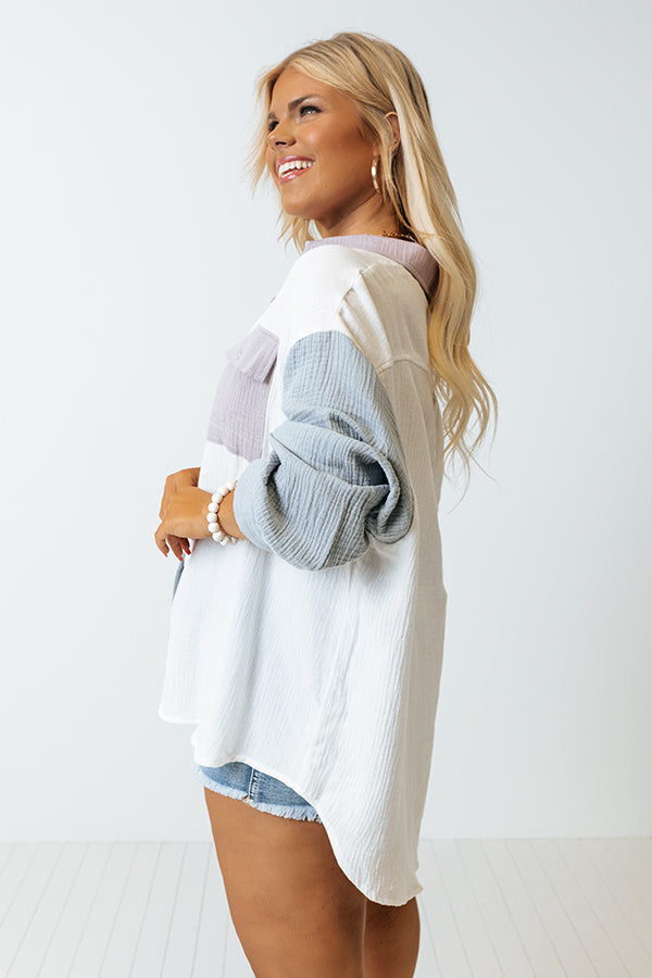 Canyon Bay Colorblock Shift Top In Airy Blue Curves Image - 1